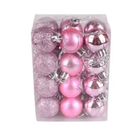 Golden Glitter Christmas Balls 24pcs Mixed Plastic - Image 19