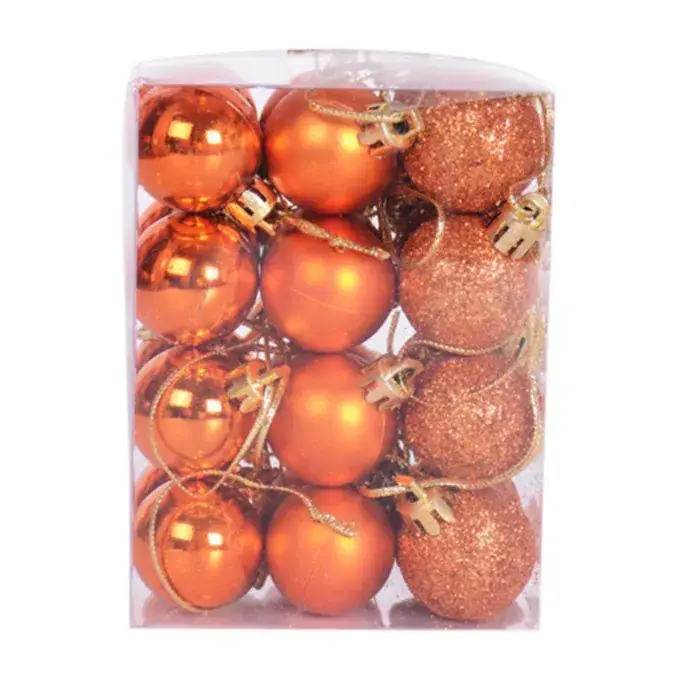 Golden Glitter Christmas Balls 24pcs Mixed Plastic - Image 12