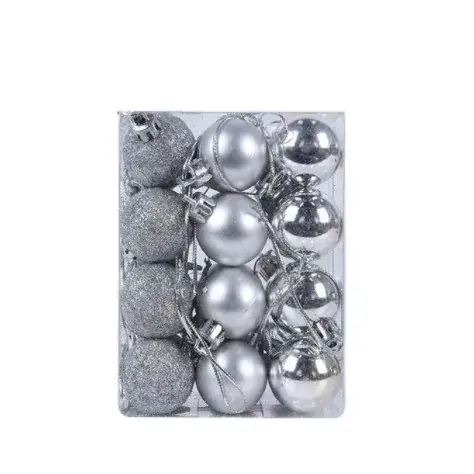 Golden Glitter Christmas Balls 24pcs Mixed Plastic - Image 3