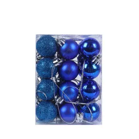 Golden Glitter Christmas Balls 24pcs Mixed Plastic - Image 4
