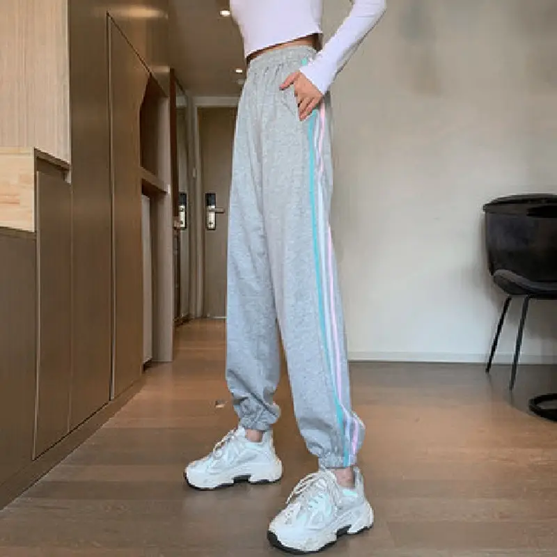 Women's White Striped Loose Toe Sports Pants - Image 5