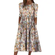 Printed Backless Long Skirt V Neck Strappy Dress — feature 14