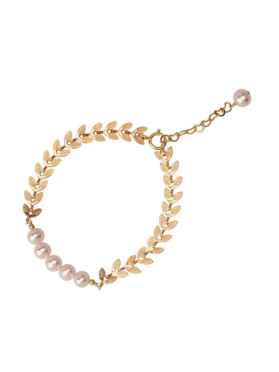 Pearl Leaf Goddess Bracelet Gold Plated All Match — feature 5