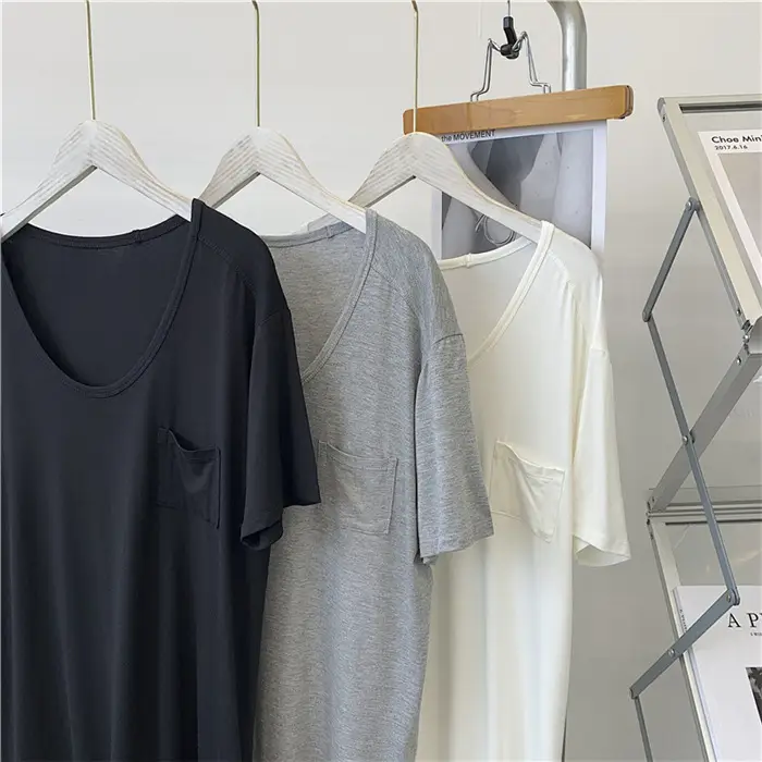 Women's Black Pocket Crew T-Shirt Thin Drapey — feature 17