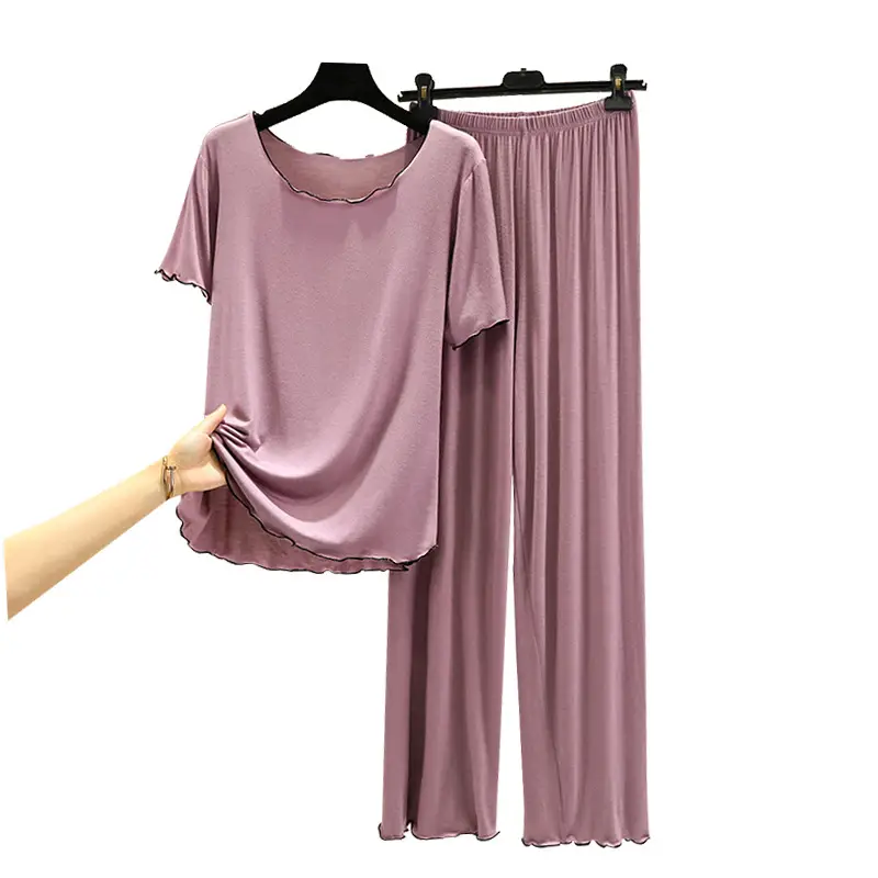 Women's Green Modal Pajama Set Loose Fit Plus Size - Image 12