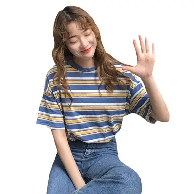 Women Loose Striped T-Shirt 2025 Summer Casual Wear - Image 13