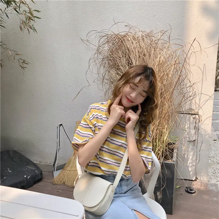 Women Loose Striped T-Shirt 2025 Summer Casual Wear — feature 11