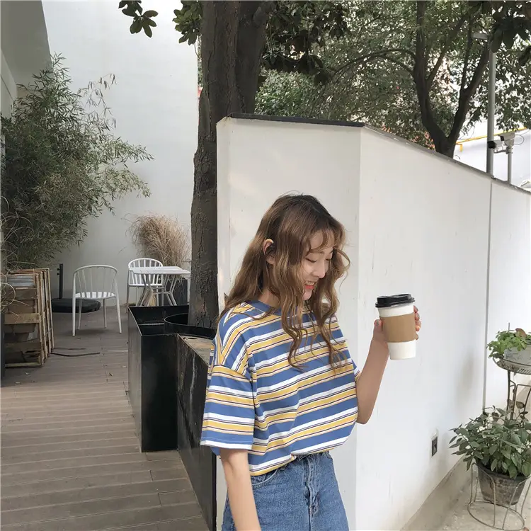 Women Loose Striped T-Shirt 2025 Summer Casual Wear — feature 4