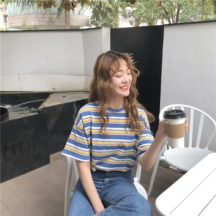 Women Loose Striped T-Shirt 2025 Summer Casual Wear — feature 5
