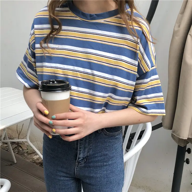 Women Loose Striped T-Shirt 2025 Summer Casual Wear — feature 7