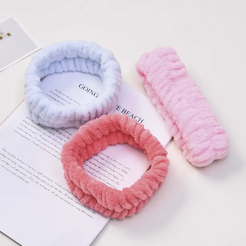 Plush Self-Adhesive Hair Bands Solid Color Washable Ring