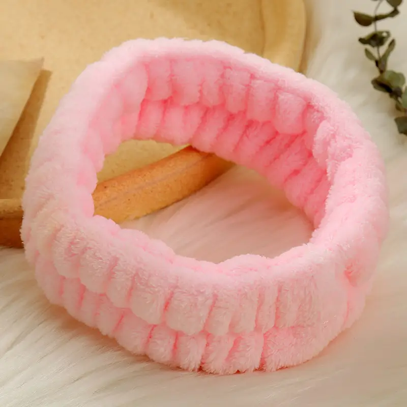 Plush Self-Adhesive Hair Bands Solid Color Washable Ring