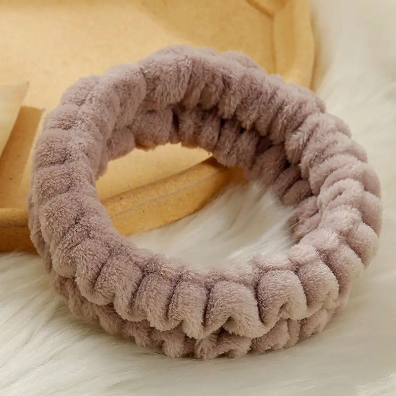 Plush Self-Adhesive Hair Bands Solid Color Washable Ring