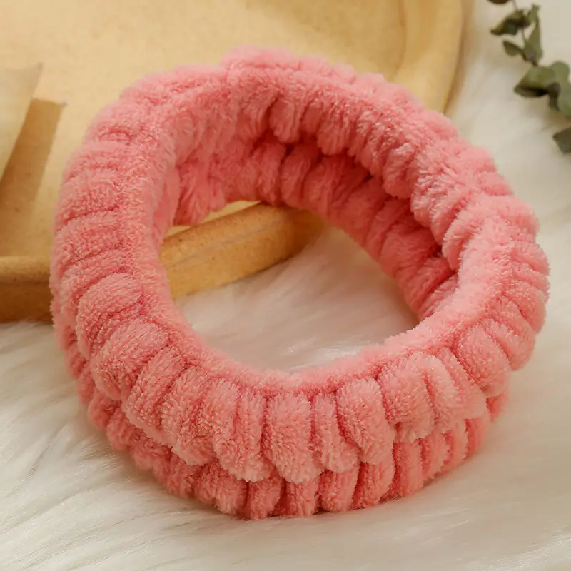 Plush Self-Adhesive Hair Bands Solid Color Washable Ring