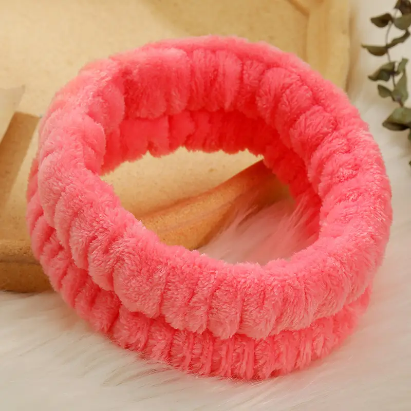 Plush Self-Adhesive Hair Bands Solid Color Washable Ring