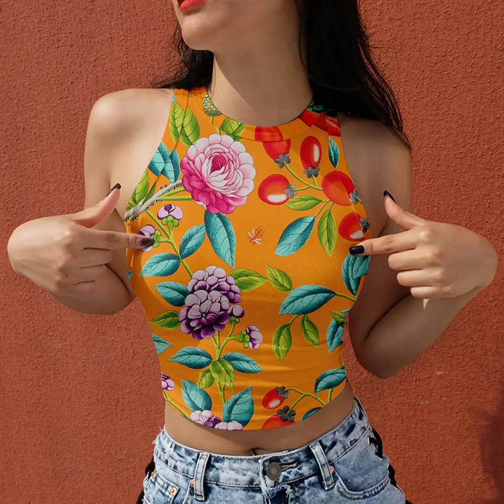 2021 Floral Halberate Vests Women Summer Top