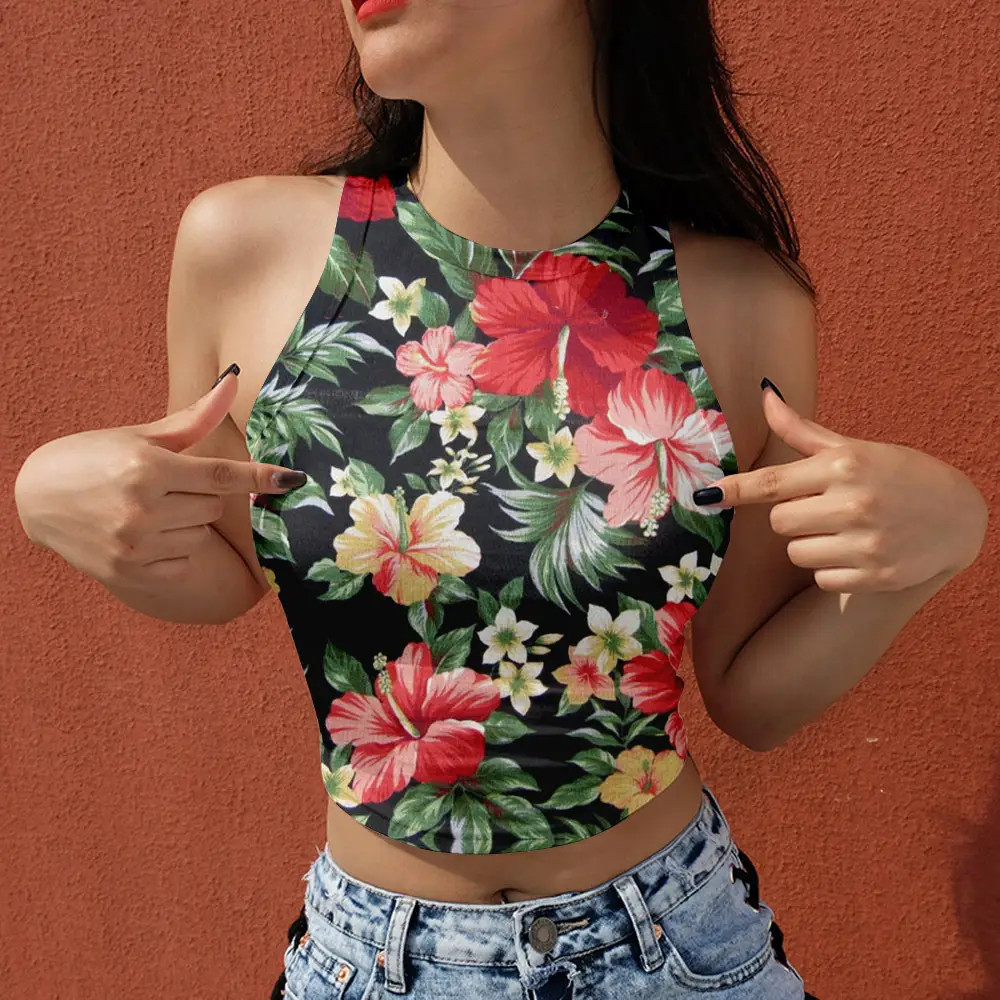 2021 Floral Halberate Vests Women Summer Top