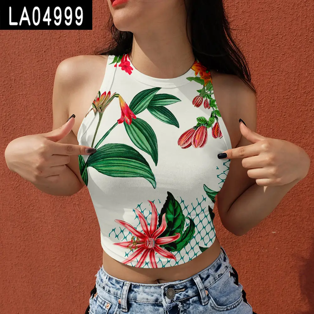 2021 Floral Halberate Vests Women Summer Top