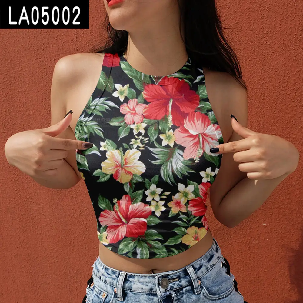 2021 Floral Halberate Vests Women Summer Top