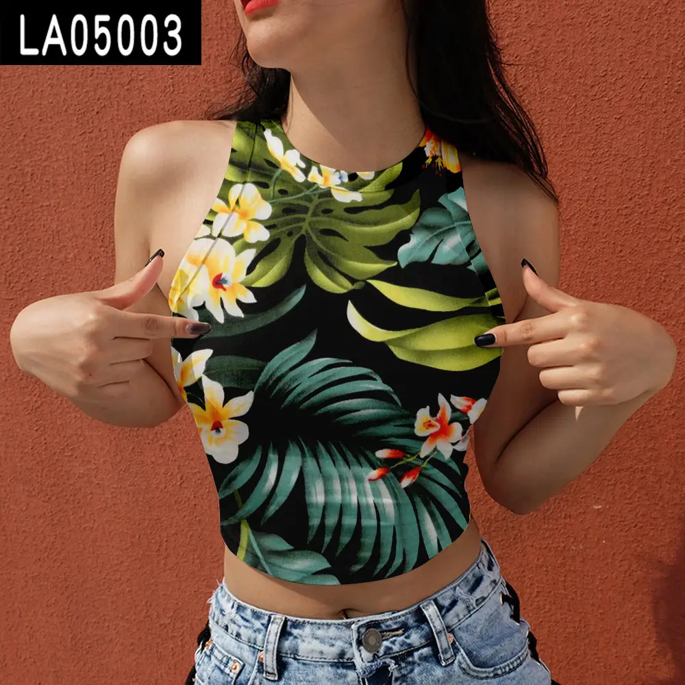 2021 Floral Halberate Vests Women Summer Top