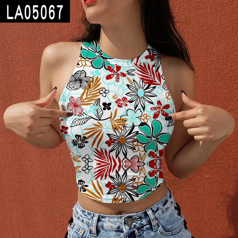 2021 Floral Halberate Vests Women Summer Top