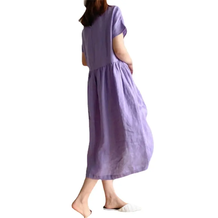 Cotton Linen Plus Size Red Dress Women Summer 2022 - Image 14