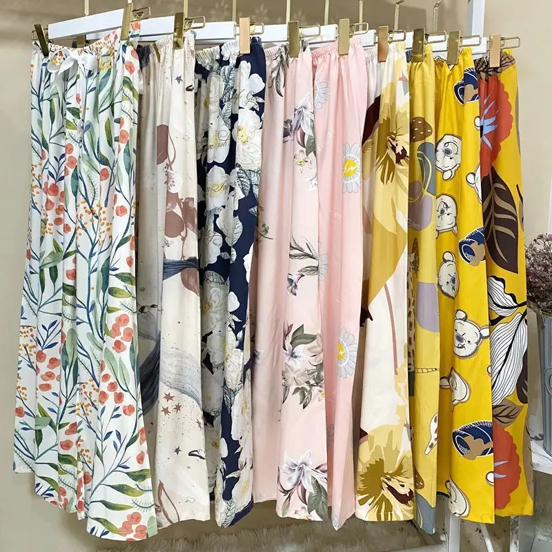 Cotton Silk Floral Wide Leg Pants for Women - Image 17