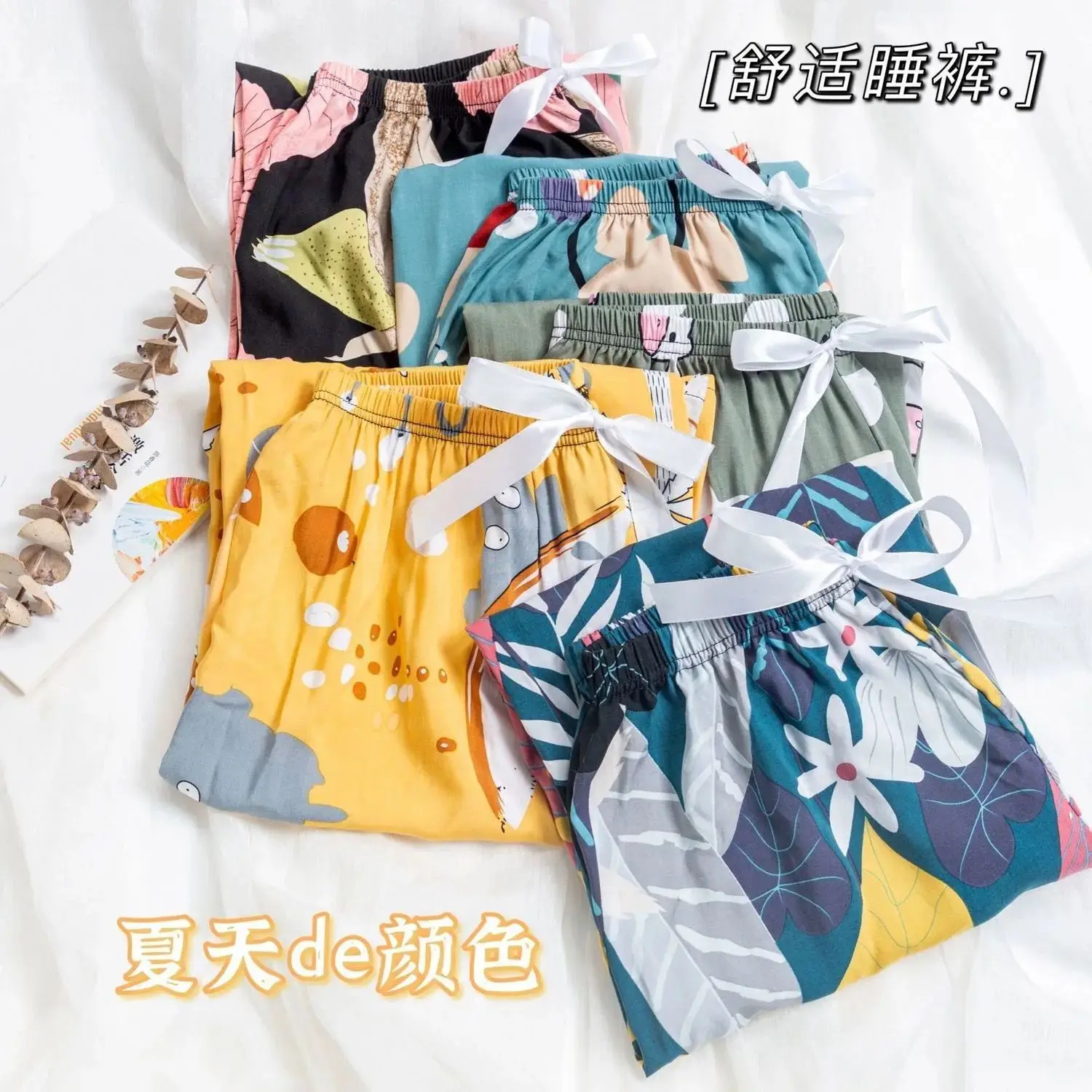Cotton Silk Floral Wide Leg Pants for Women - Image 19