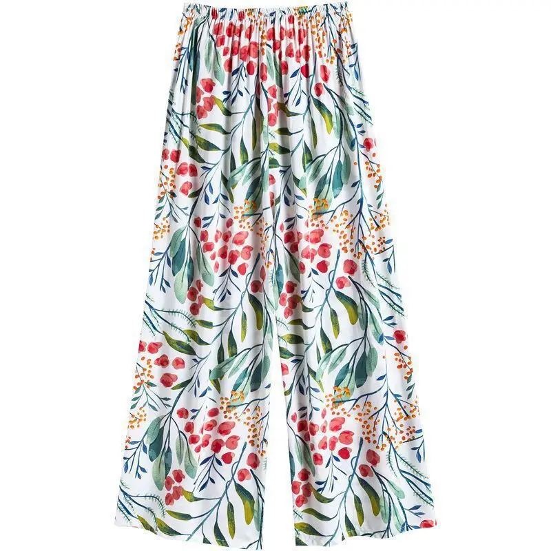 Cotton Silk Floral Wide Leg Pants for Women - Image 20