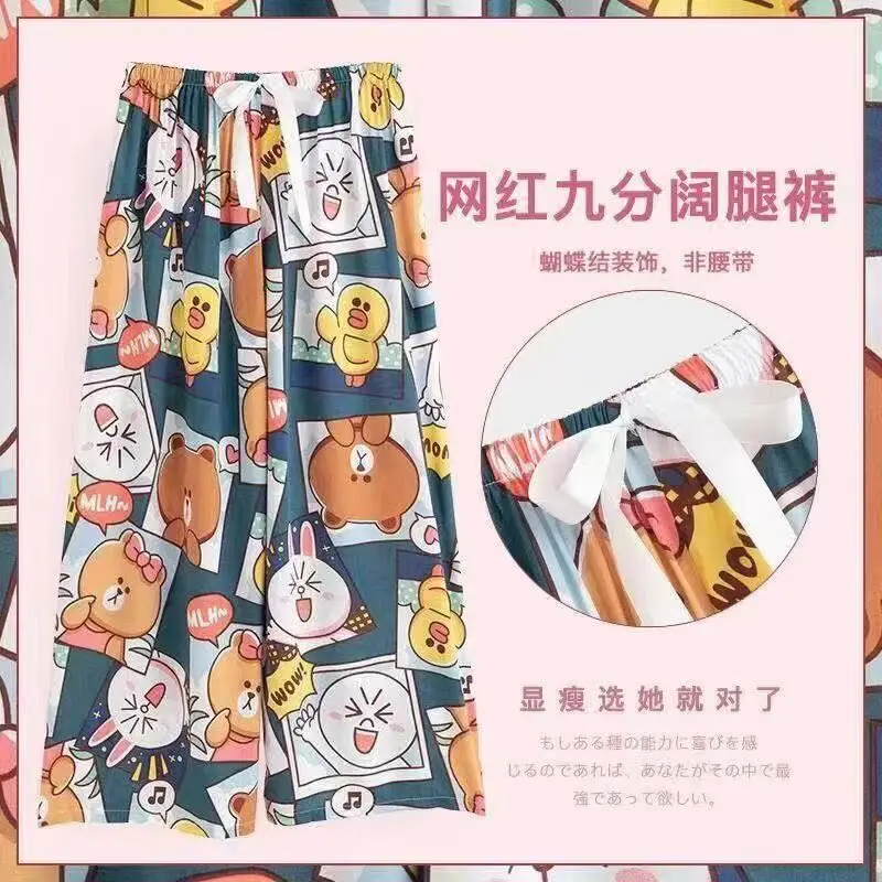 Cotton Silk Floral Wide Leg Pants for Women - Image 14