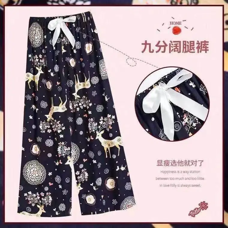 Cotton Silk Floral Wide Leg Pants for Women - Image 15