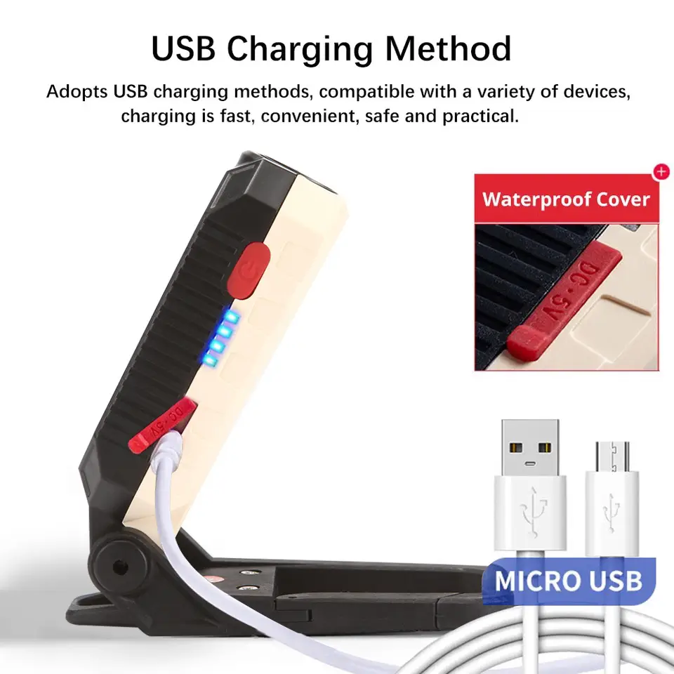 Waterproof USB Flashlight with Magnet & LED Work Light - Image 4