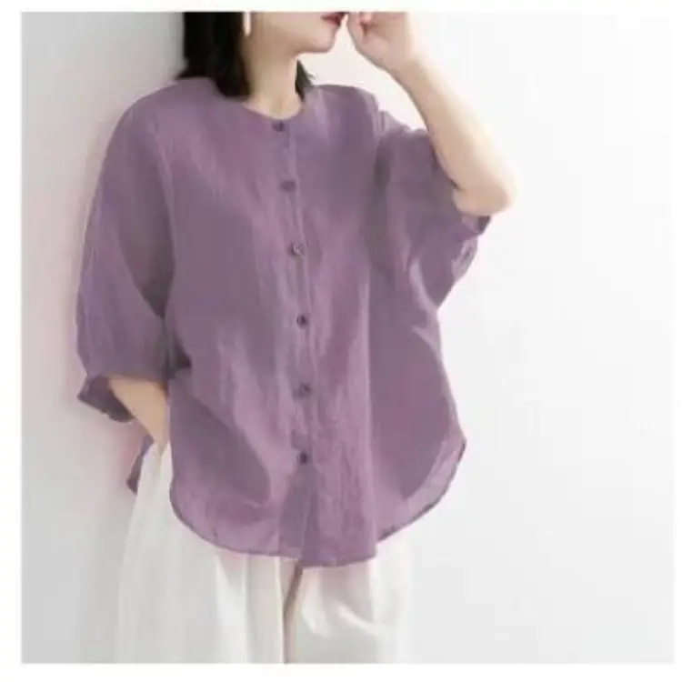 Women's Black Sleeveless Shirt Large Cotton Linen - Image 8