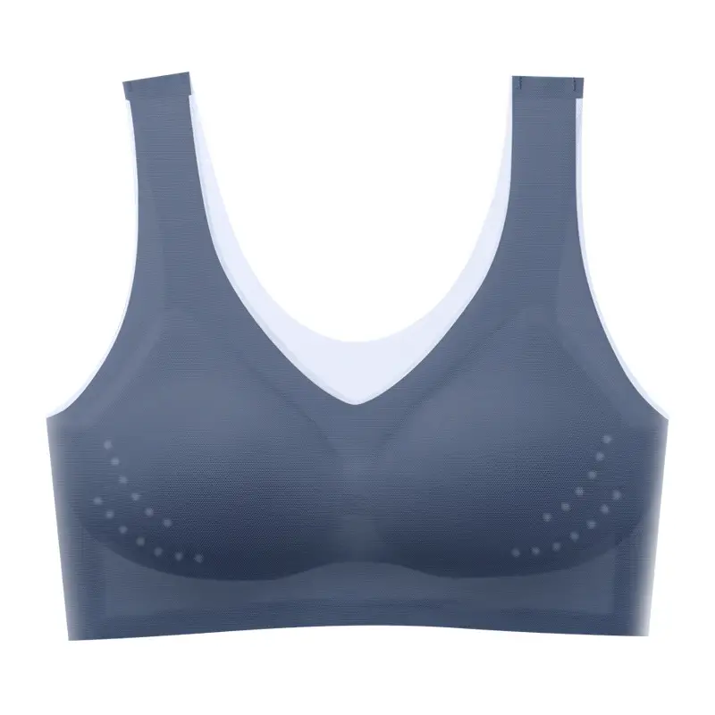 Summer ultra-thin ice silk seamless underwear women's thin breathable one-piece beauty back vest big chest small sleep bra - Image 3