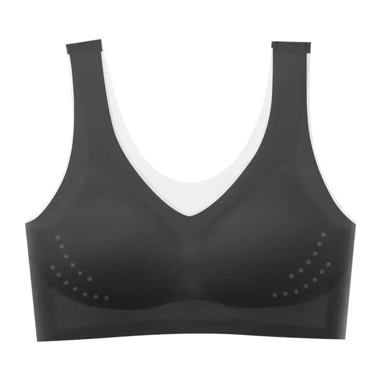 Summer ultra-thin ice silk seamless underwear women's thin breathable one-piece beauty back vest big chest small sleep bra - Image 4