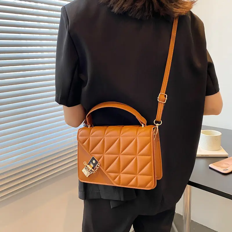 Women's Brown Quilted Shoulder Bag 2021 - Image 7