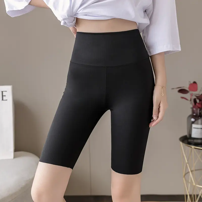 Women Black Tight-Fitting Leggings Summer Cycling Yoga