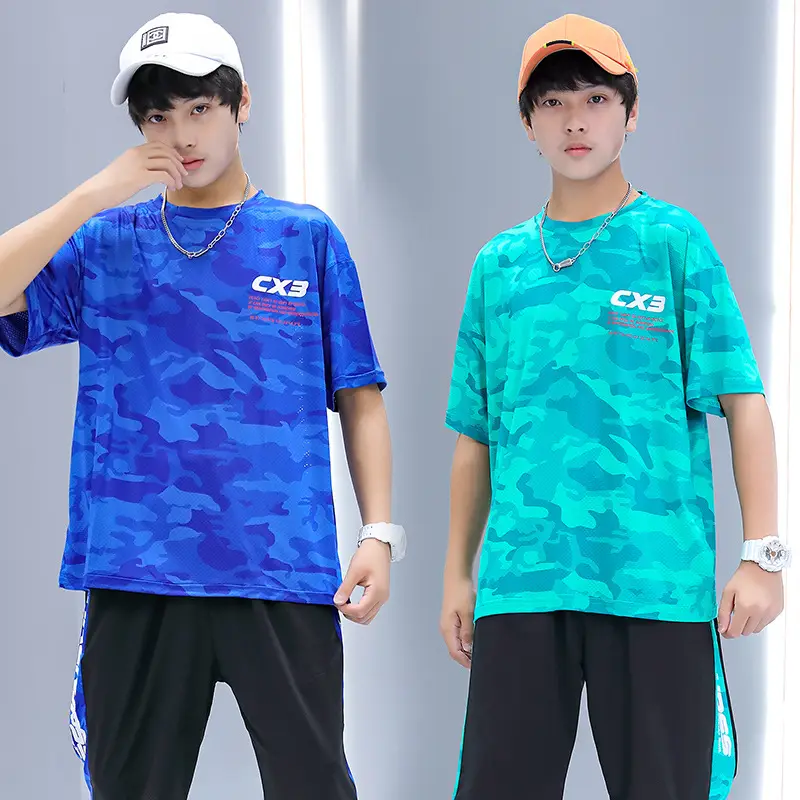 Blue Camo Fat Size T-Shirt for Boys Summer Wear