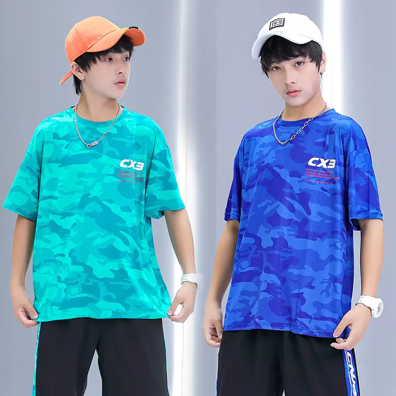 Blue Camo Fat Size T-Shirt for Boys Summer Wear