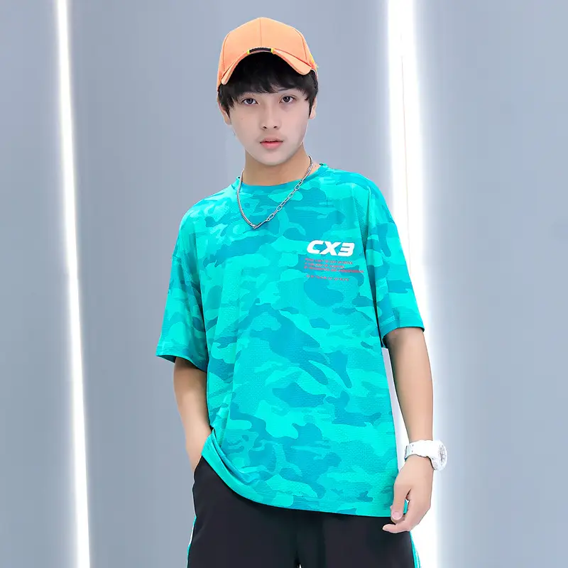 Blue Camo Fat Size T-Shirt for Boys Summer Wear