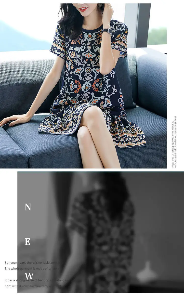 Women's Elegant Floral Mid-Length Dress Large Size — feature 11