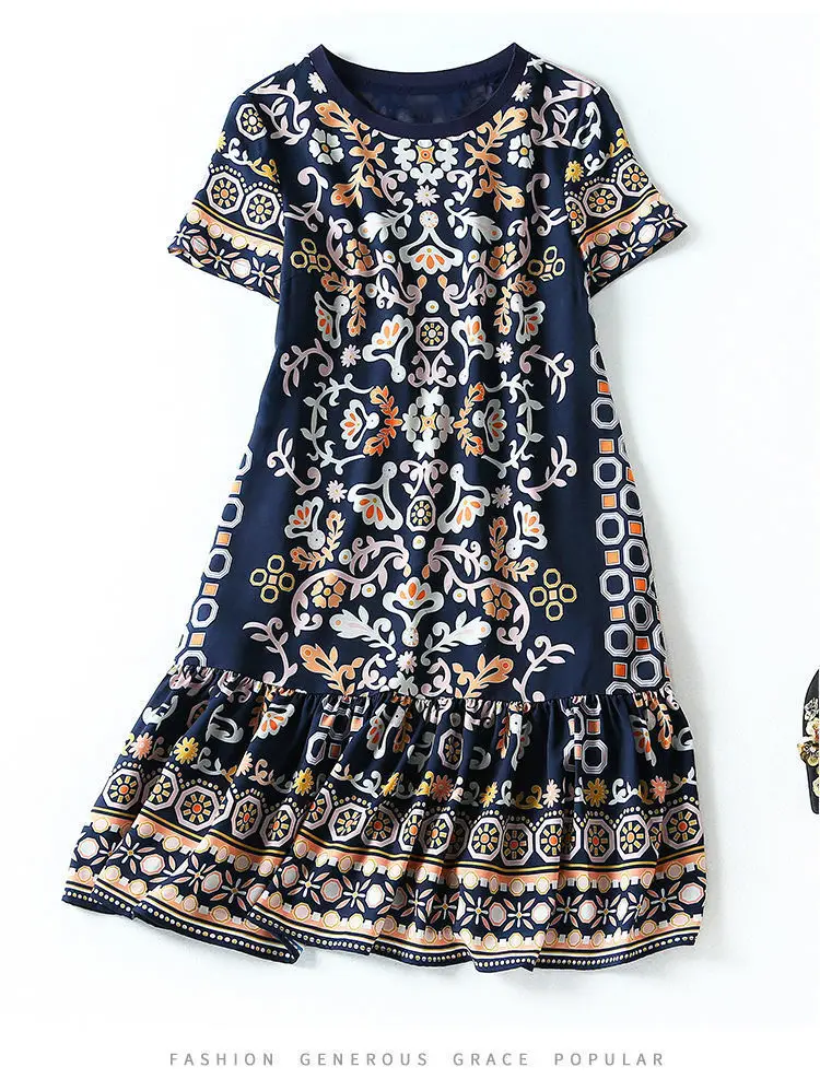 Women's Elegant Floral Mid-Length Dress Large Size — feature 20