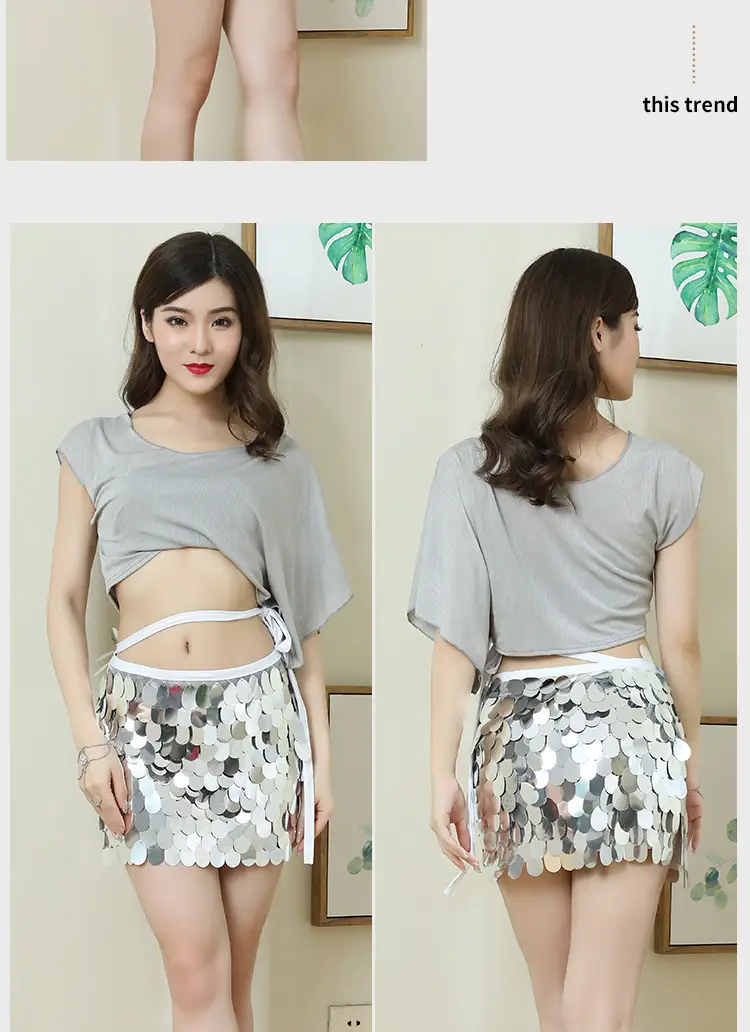 2023 Belly Dance Waist Chain Hip Scarf Skirt Sequin Set — feature 14