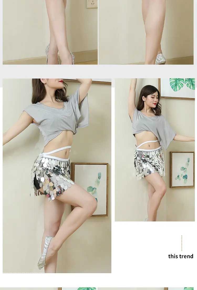 2023 Belly Dance Waist Chain Hip Scarf Skirt Sequin Set — feature 15