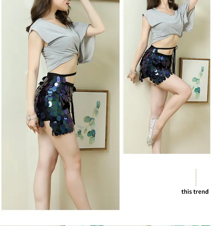 2023 Belly Dance Waist Chain Hip Scarf Skirt Sequin Set — feature 19