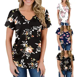 2023 Green Floral Off-Shoulder Lace Sleeves T-Shirt for Women — feature 5