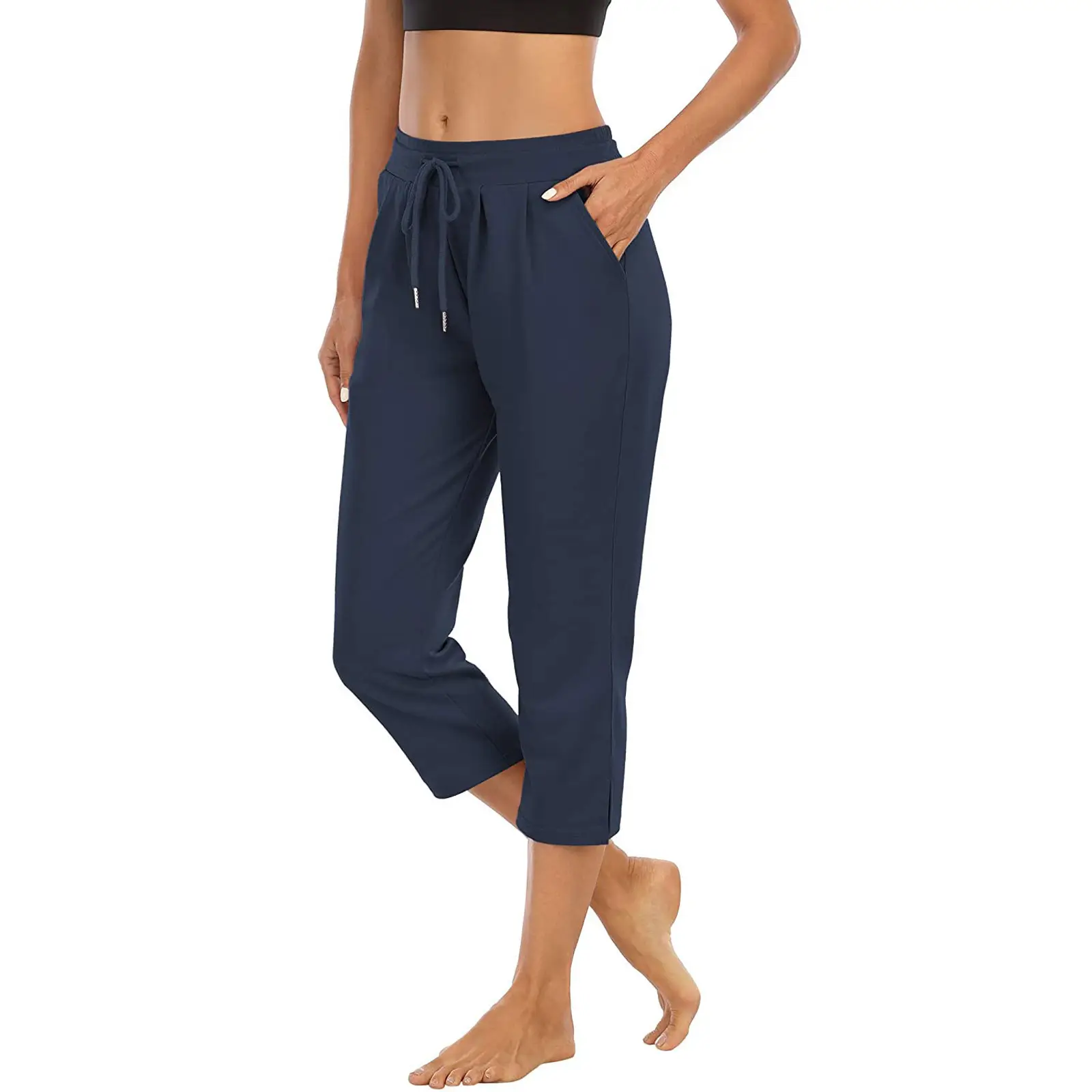 Cropped pants-navy blue