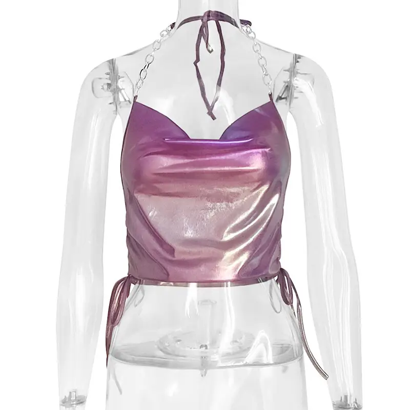 2023 Women's Silver Holographic Sleeveless Top - Image 7