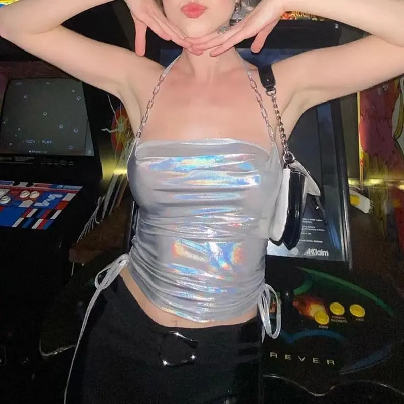 2023 Women's Silver Holographic Sleeveless Top — feature 7