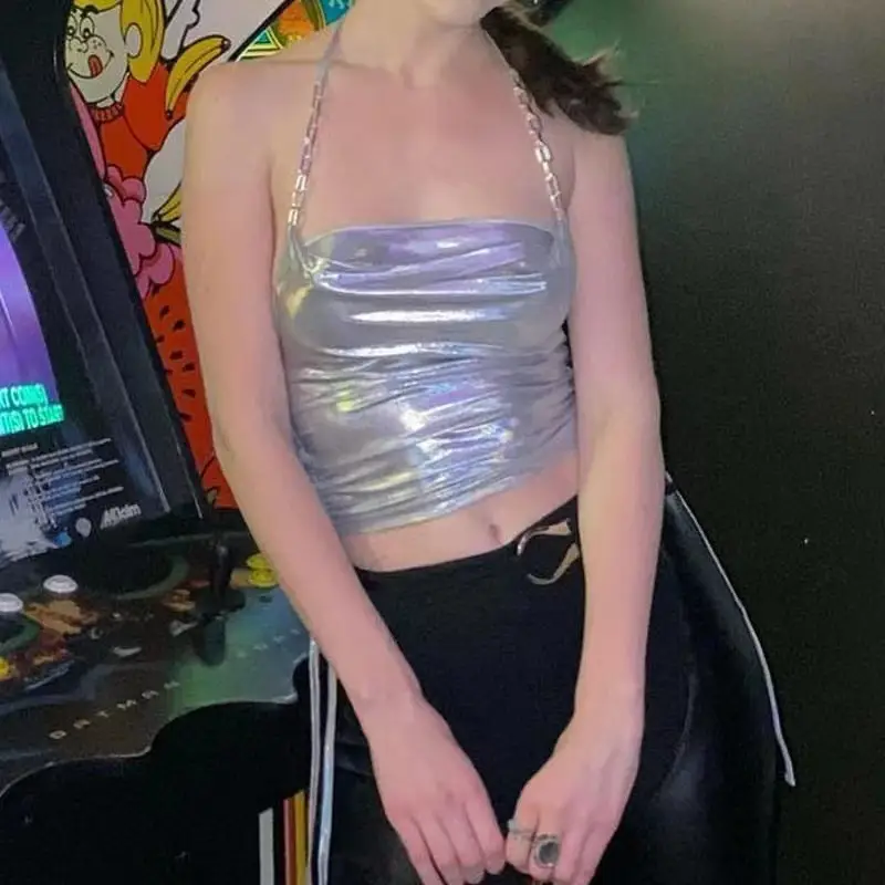 2023 Women's Silver Holographic Sleeveless Top — feature 8